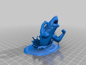 beefy shark supported sculptures arms beefyshark boxing danger great hammer jaws predator punch rocky white 3d print model - Mito3D