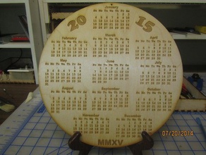 laser engraved calendarlaser burned cut 2015 circle calendar wood organization lasercut 3d print model - Mito3D
