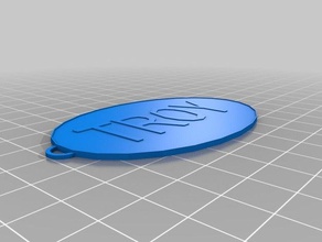 troy oval keychain keychains customized 3d print model - Mito3D
