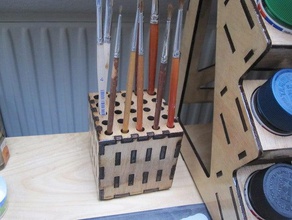 brush holder hobby laser lasercut cutter model building plywood 3d print model - Mito3D