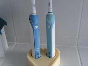 his hers electric toothbrush holder bathroom oral 3d print model - Mito3D