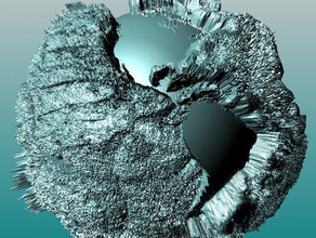 inverted seafloor globe 350x 130 000 facets physics & astronomy amar earth etopo2 3d print model - Mito3D
