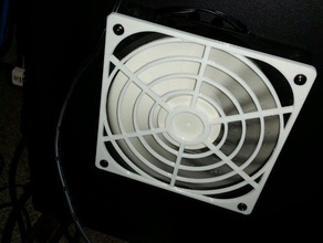 my customized fan grille 120mm 6 vanes 4 rings computer guard 3d print model - Mito3D