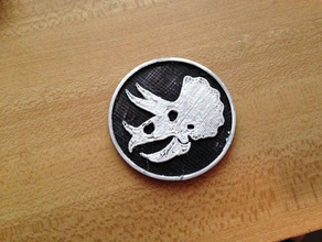 triceratops medallion coins badges dinosaur 3d print model - Mito3D