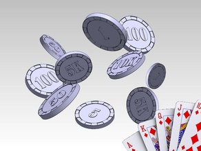poker chips 1 5 10 50 100 500 1k 5k 10k Spiele Karten - Händler dollar US-Dollar euro flop spielen Fluss drehen 3d print model - Mito3D