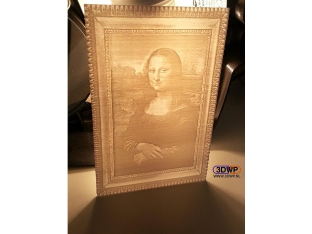 mona lisa lithophane 2d art leonardo da vinci lithopane la peinture pp3dp 3D print model - Mito3D