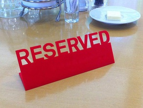 table reserved sign kitchen dining 3d print model - Mito3D