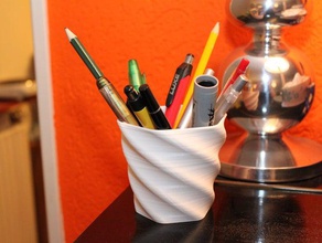 twisted pen pot vase household tray 3d print model - Mito3D