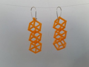 cube earrings 3d print model - Mito3D