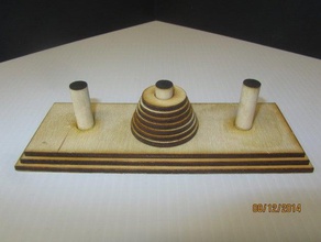 torre de madeira hanoilaser cutdiscs7 da base dados posts quebra-cabeças lasercut 3d print model - Mito3D