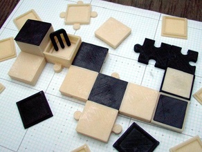 interlocking tile game creation set &acirc&bdquo&cent games board infinite tiles jigsaw mix-n-match puzzle snap2 itg 3d print model - Mito3D