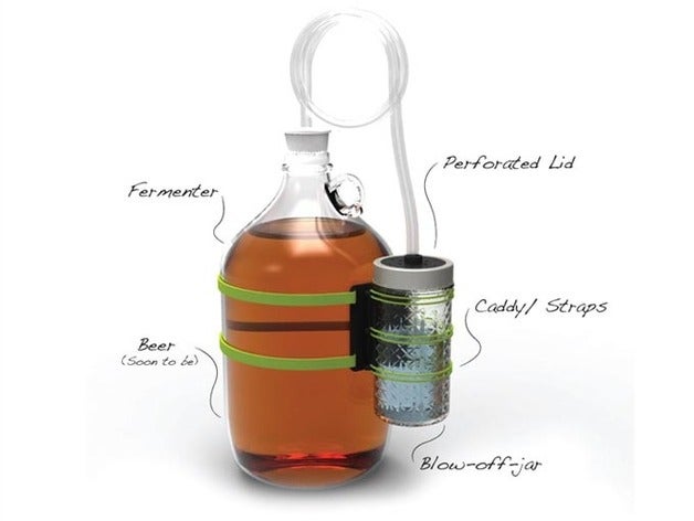 brewing blow-off-tube caddy diy air lock ball jar beer blow off chamber fermenter glass home brew made hose jug liquid mason printing siphon stopper 3D print model - Mito3D