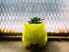 bulbasaur planter sloped drainage outdoor garden low poly vase 3d print model - Mito3D