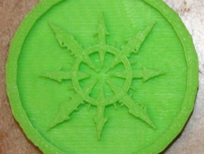 greek style chaos symbol extrusion hobby daemons icon disc disk warhammer 40k 3d print model - Mito3D