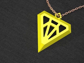 diamond-ish pendant accessories 3d fashion accessory diamond ish 3d print model - Mito3D