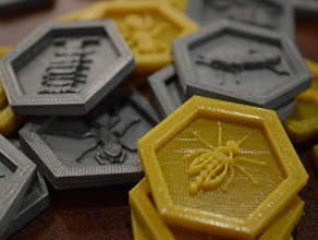 recessed hive tiles mosquito ladybug pillbug expansions games boardgame board game 3d print model - Mito3D