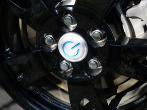 toyota prius wheel center cap power symbol parts bearingcap binary bolt centercap gizmacci hubcap lightningbolt onoff priuschat 3d print model - Mito3D
