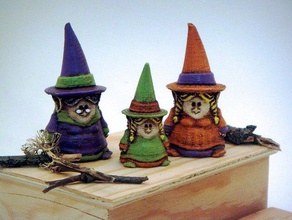 3 gnomie brujas las esculturas de la fantasía gnome halloween magia wicca 3d print model - Mito3D