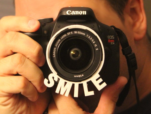 camera lens-hood smile attachment 58mm canon t3i ornament rebel 3D print model - Mito3D