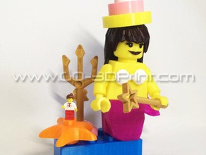 lego giant mermaid mini figure birthday hat toys games birthdat gift minifig minifigure 3d print model - Mito3D