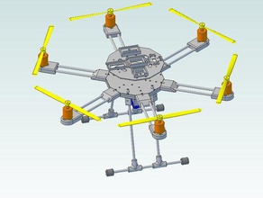 hexacopter canna in carbonio braccia rc i veicoli drone fpv gimbal gopro multicopter multirotor naza tarocchi uav 3d print model - Mito3D