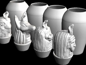 canopic jar set sculture 3d print model - Mito3D