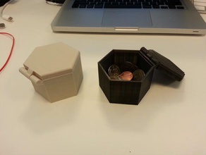 hex box lid containers hinge 3d print model - Mito3D