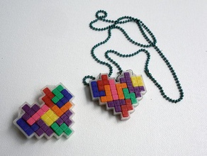 heart shaped tetris tray accessories necklace pin 3d print model - Mito3D