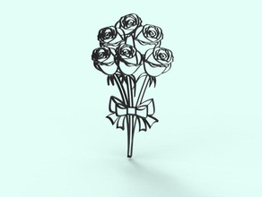 bouquet 6 rose 2d arte 3d print model - Mito3D