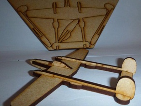 lasercut p38 relâmpago brinquedos jogos de avião caça segunda guerra mundial 3d print model - Mito3D