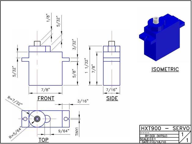 htx900 servo-Attrappen andere blender Roboter 3D print model - Mito3D