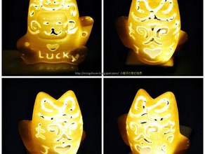 şanslı kedi lambaları oyulmuş dekor artproject designproject makeredchallenge meshmixer 3d print model - Mito3D