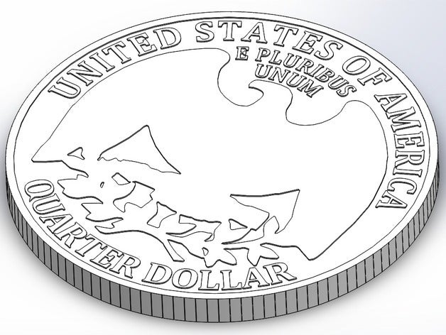 stati uniti quarto di dollaro modelli america la moneta valuta dime soldi nichel penny usa 3D print model - Mito3D
