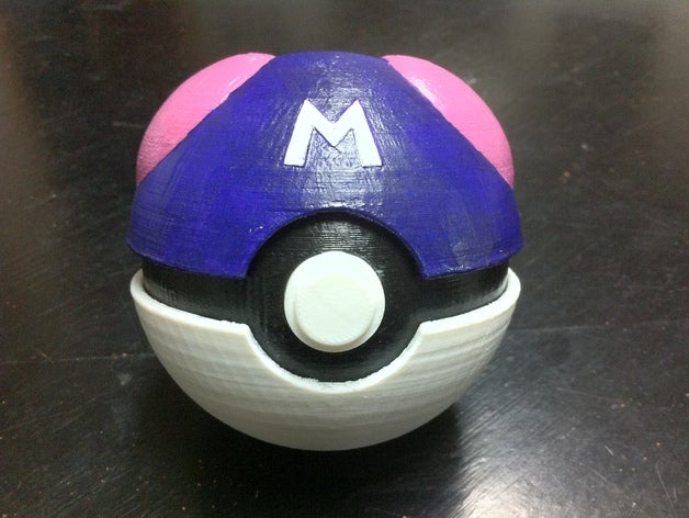 fácil de impresión master ball los juguetes juegos masterball pokeball poke bola dominar la pelota empujar pokemon 3D print model - Mito3D