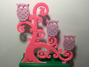 owls tree jewelry holder earring owl 3d print model - Mito3D
