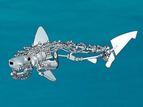 steampunk köpekbalığı heykeller siber deniz robot köpekbalıkları buhar punk 3d print model - Mito3D