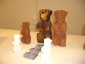 aus Holz geschnitzte Bär Skulpturen carving digitizer scan 3d print model - Mito3D