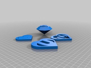 heart 3d printing diamond love stamp valentine 3d print model - Mito3D