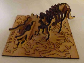 lasercut triceratops Skelett-puzzle Rätsel jurassic jurassicpark Spielzeug 3d print model - Mito3D