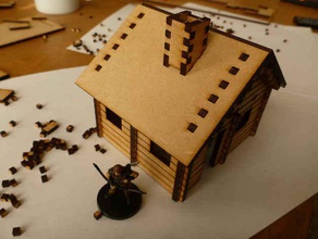 medium size lasercut log cabin 28 mmish tabletop gaming toys games 28mm house miniatures miniature 3d print model - Mito3D