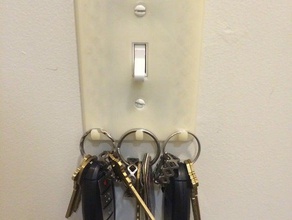 single switch tripple hook decor cover plate hooks keys key holder light 3d print model - Mito3D