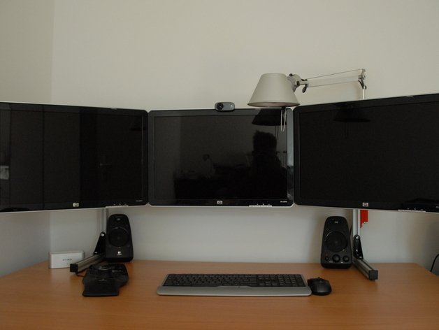triple-monitor-stand office aluminium Halter Haushalt mount t-Nut nützlich 3D print model - Mito3D