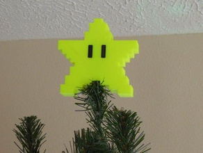 pixel árbol de adorno estrella los ojos decoración navidad mario topper 3d print model - Mito3D