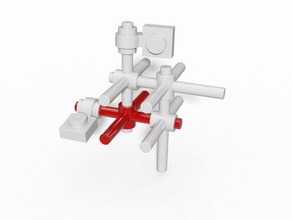 4x4x1 cruz abrir universal stud tijolo sistema brinquedos de construção a 3d print model - Mito3D