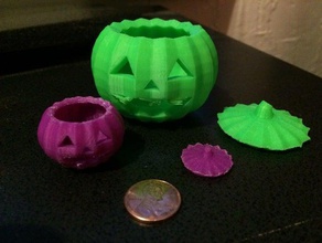 simple jack-o-lantern removable lid models 2 pieces cute halloween happy pumpkin 3d print model - Mito3D