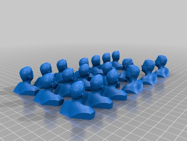 10 têtes personnes 3D print model - Mito3D