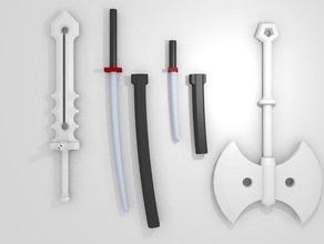 modio parte katana, wakizashi brinquedos de construção katana modiochallenge samurai espada 3d print model - Mito3D