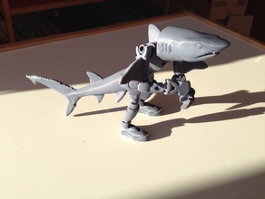 raposo - tubarão bot modiochallenge criaturas articulada criatura modio remix 3d print model - Mito3D