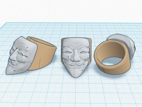 guy fawkes anel anéis 3d print model - Mito3D