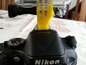 gopro-mount nikon dslr-Kamera flash-Unterstützung Kamera flash-support gopro mount 3d print model - Mito3D